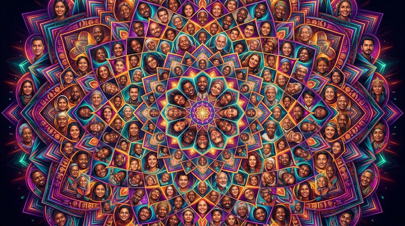 Mosaico de rostros diversos